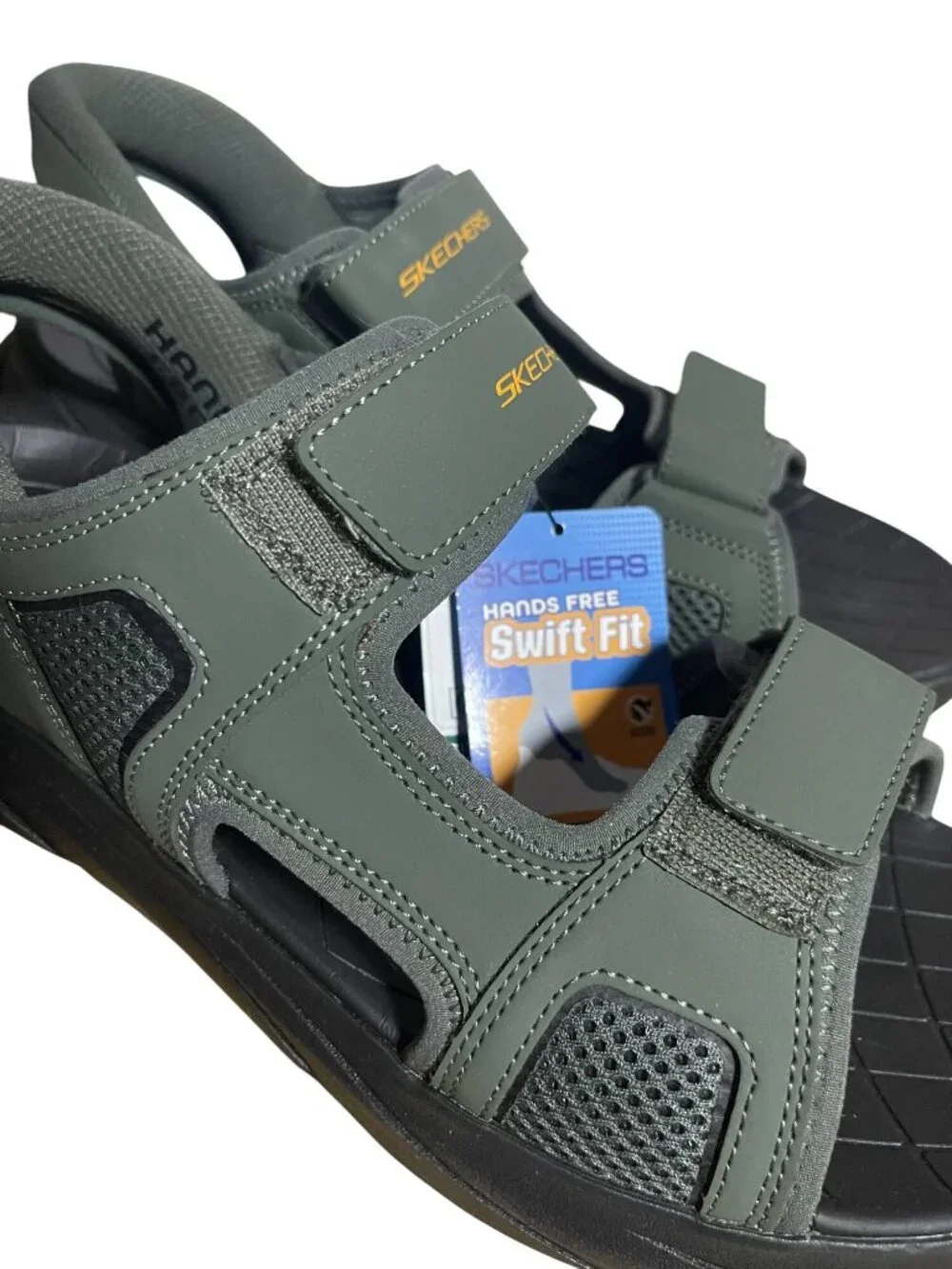 Skechers Mens Swift Fit Hands-Free Water Sandals Size 12 Green Adjustable Straps